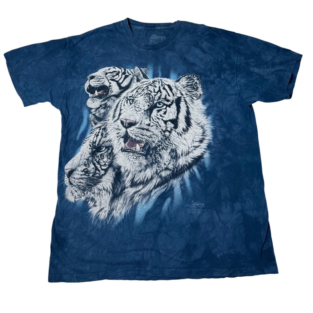 The Mountain White Tiger Tie Dye T-Shirt XL Blue Gardner Find 9 Tigers 2013